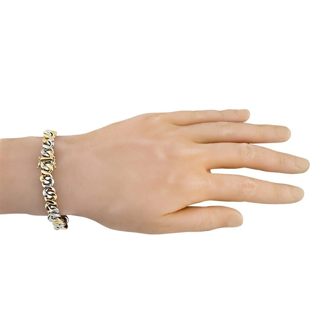 14k Two Tone Gold Infinity Link Bracelet 9 mm