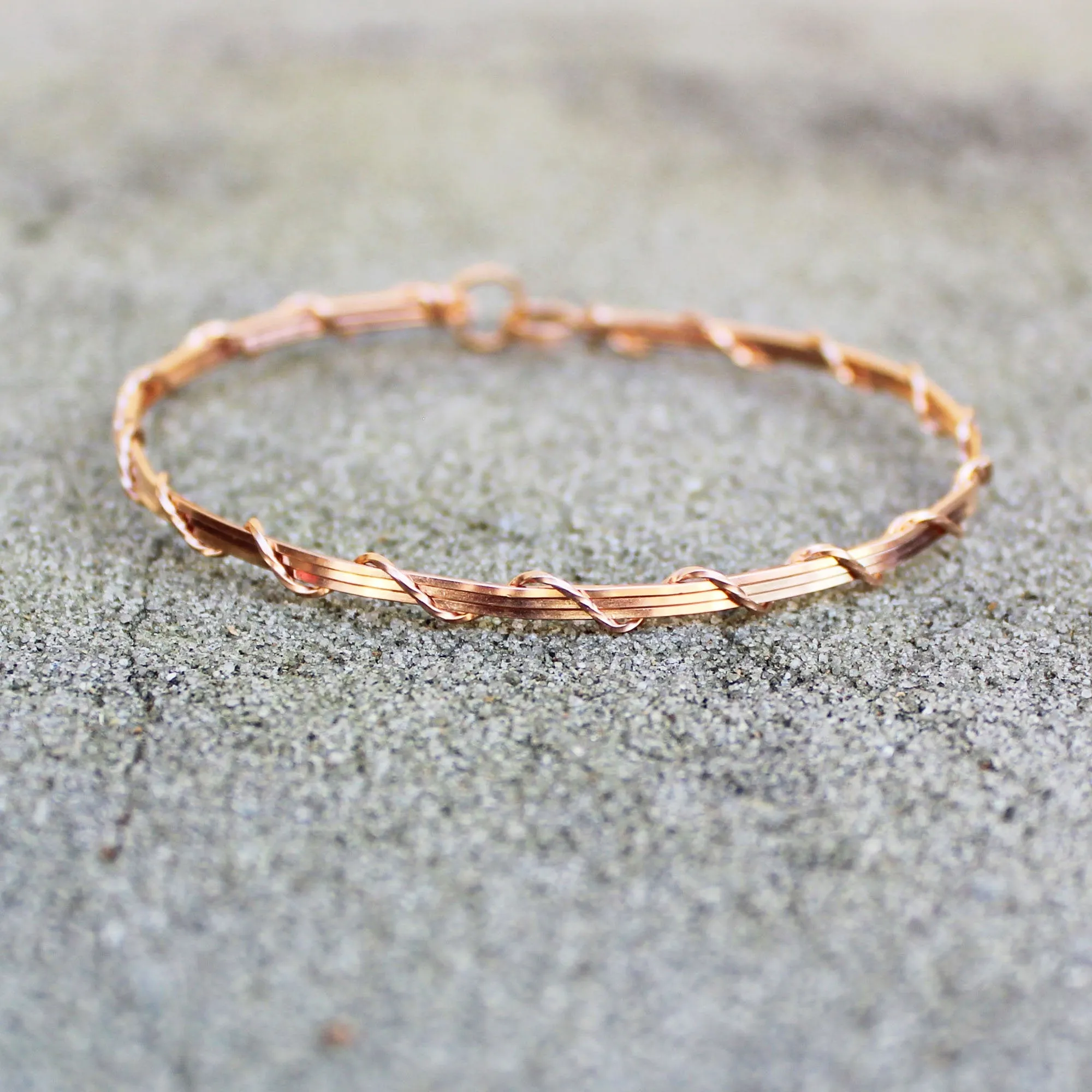14kt Rose Pink Gold Filled Wire Wrapped Stackable Bracelet  SSSwa