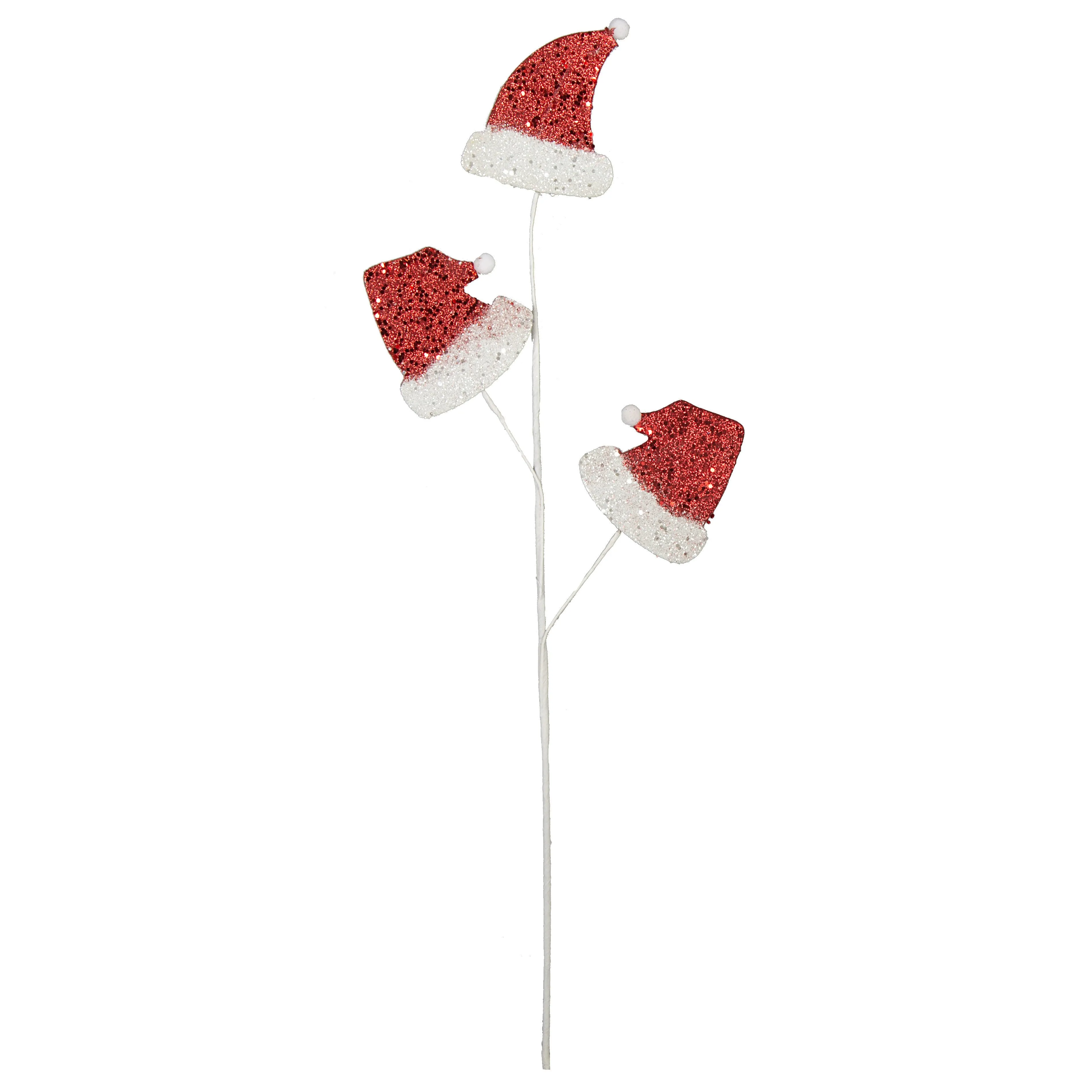 28" Red Glitter Santa Hat Holiday Spray: Red & White