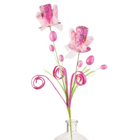 29" Bunny Ear Top Hat Spray: Fuchsia Pink