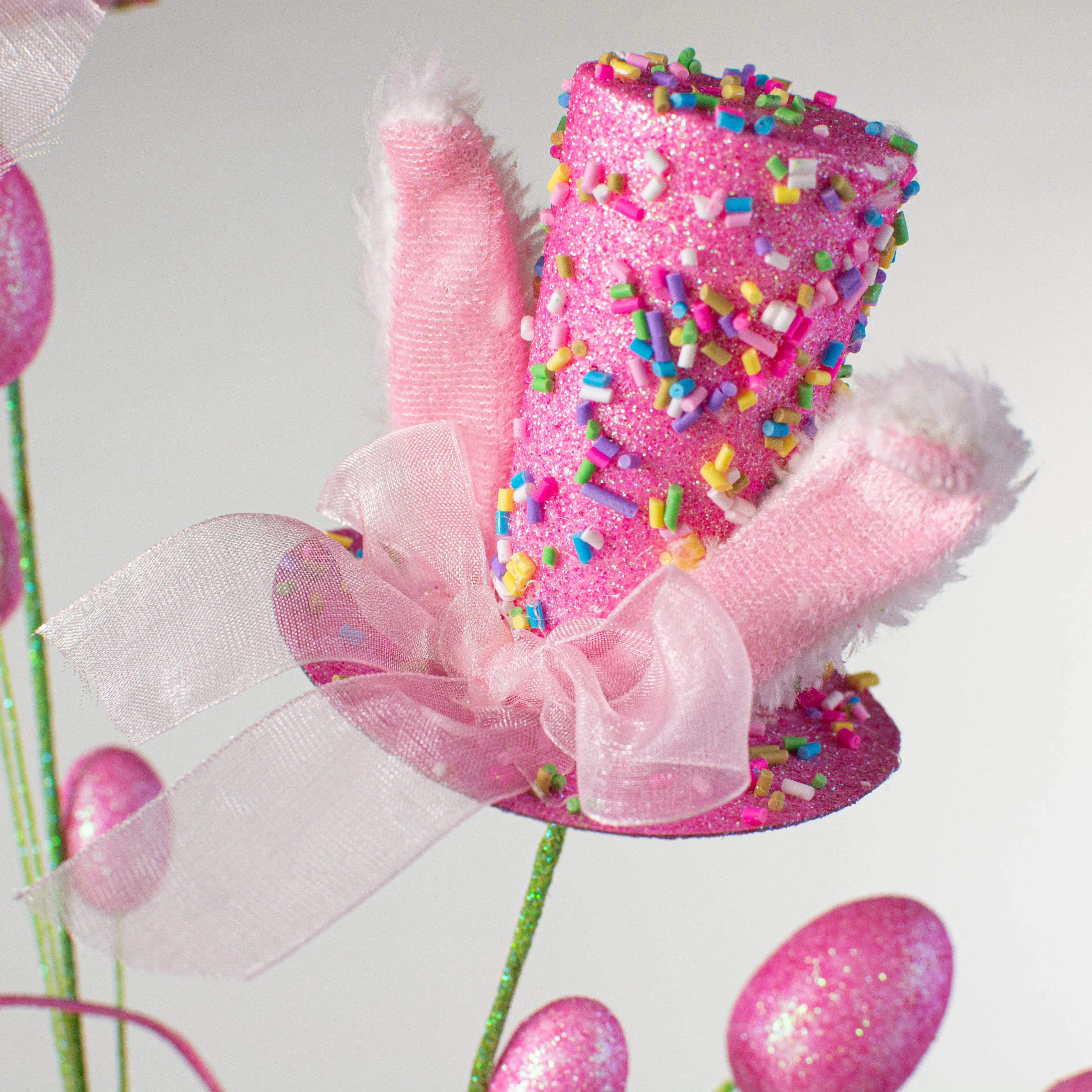 29" Bunny Ear Top Hat Spray: Fuchsia Pink