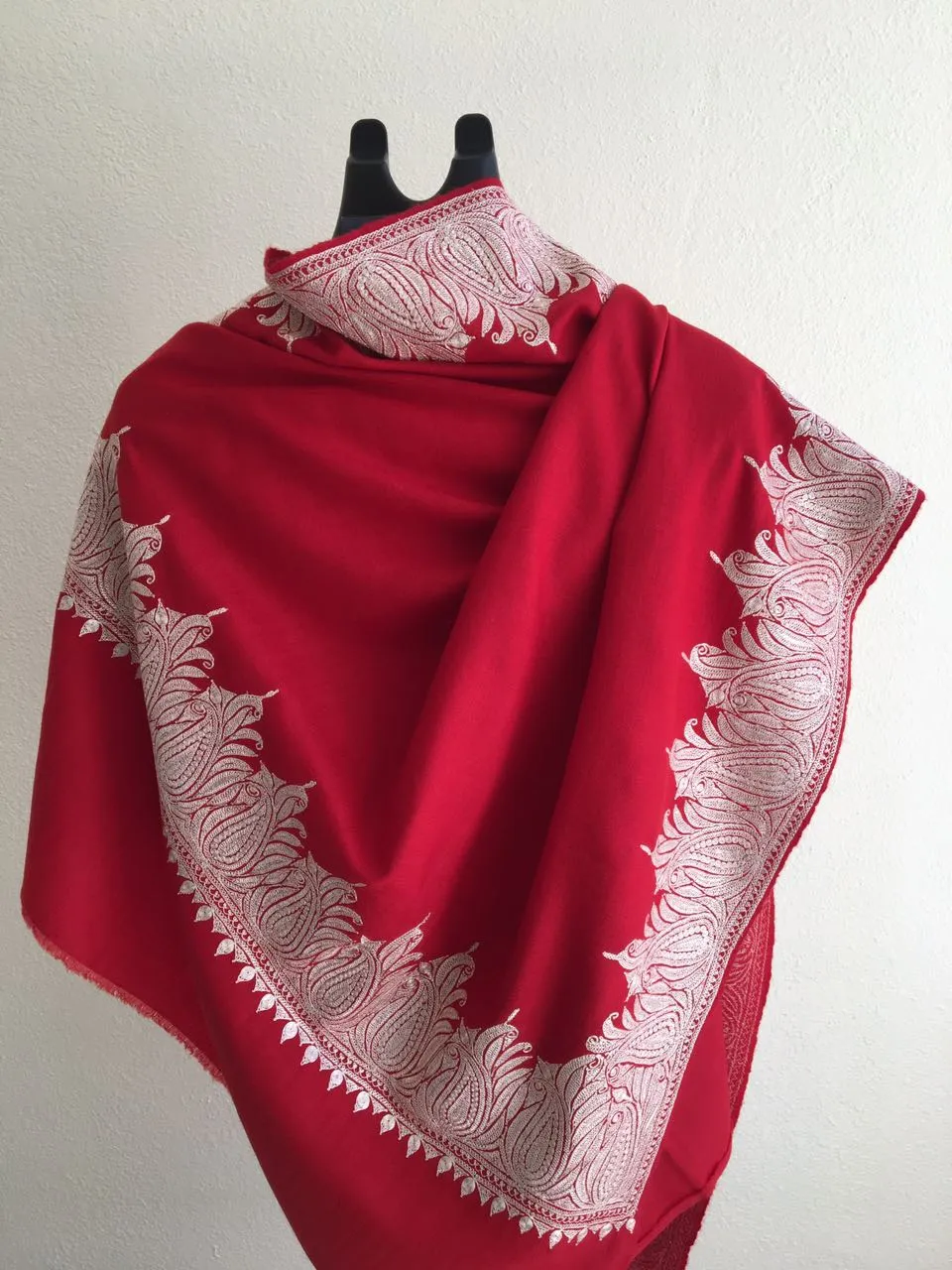 Aatish Red Pashmina Shawl With Tilla MetalPashmina shawls in Dubai