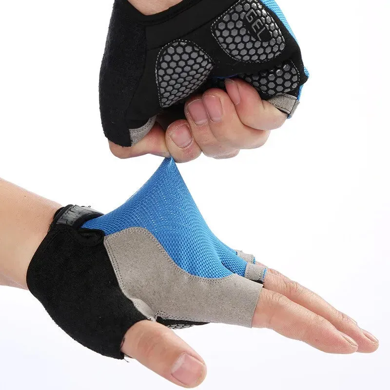 Anti Slip Shock Absorption Breathable Half Finger Gloves Bicycle Gloves Breathable Fitness Training Weightlifting Outdoor Mounta