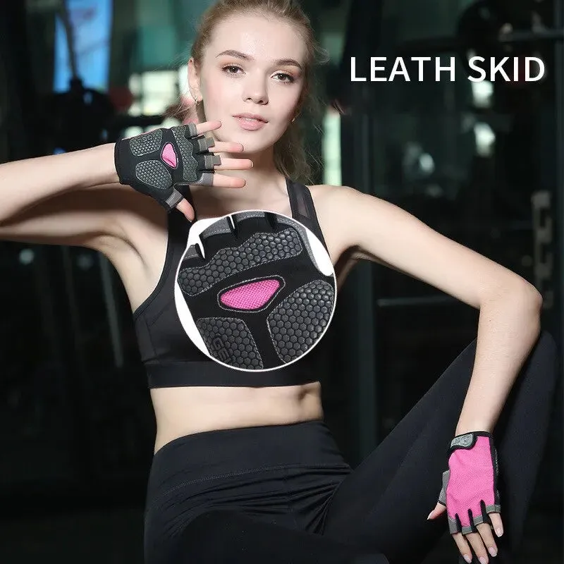 Anti Slip Shock Absorption Breathable Half Finger Gloves Bicycle Gloves Breathable Fitness Training Weightlifting Outdoor Mounta