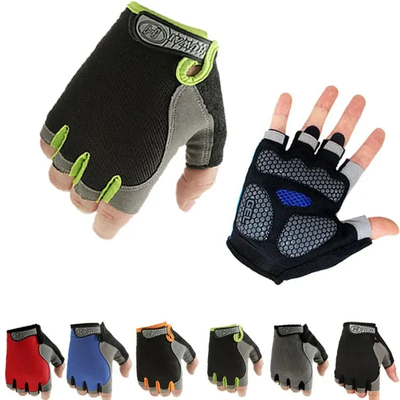 Anti Slip Shock Absorption Breathable Half Finger Gloves Bicycle Gloves Breathable Fitness Training Weightlifting Outdoor Mounta