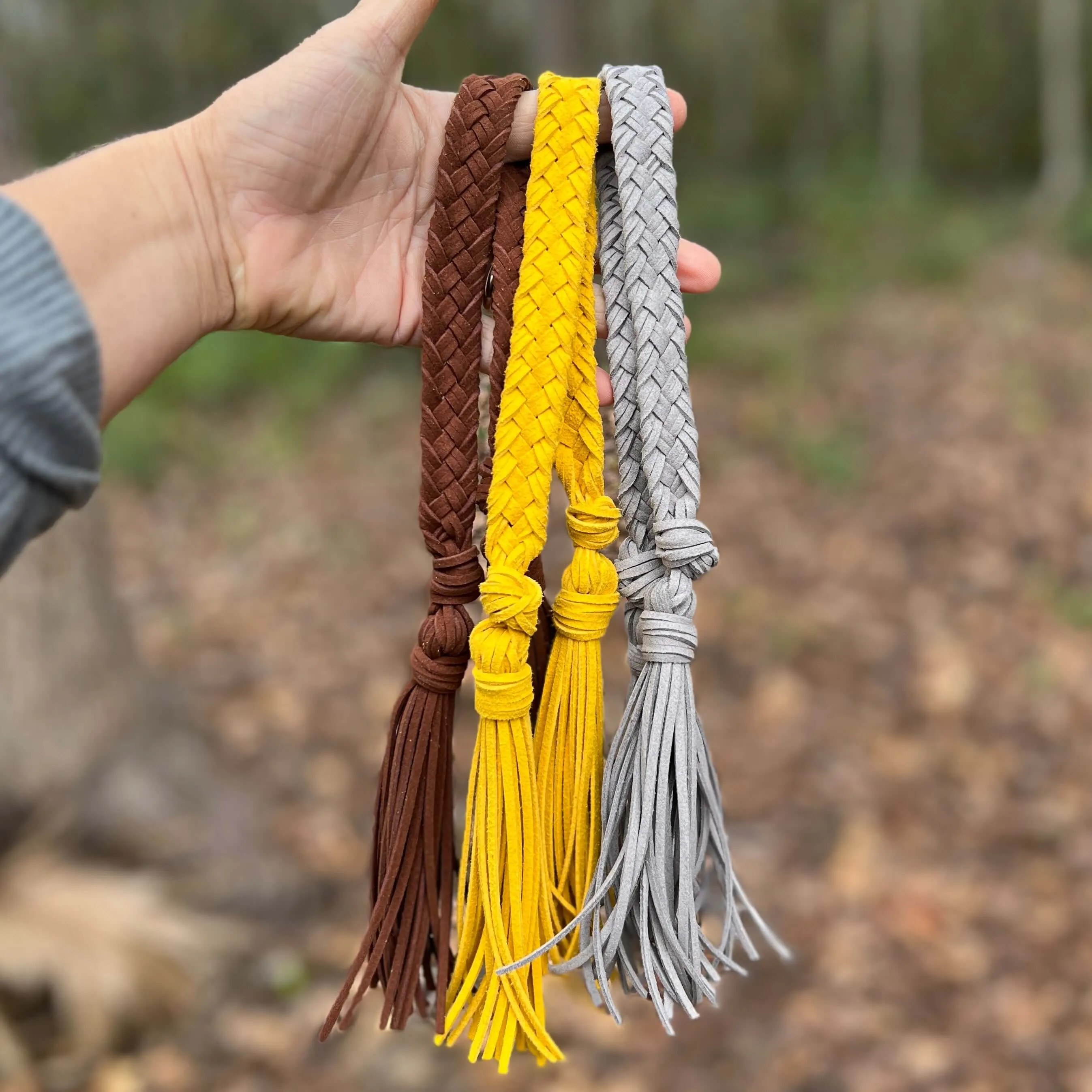 Bag Charm Deluxe Wide Braid with Tassels for Purses & Totes Faux Suede Leather
