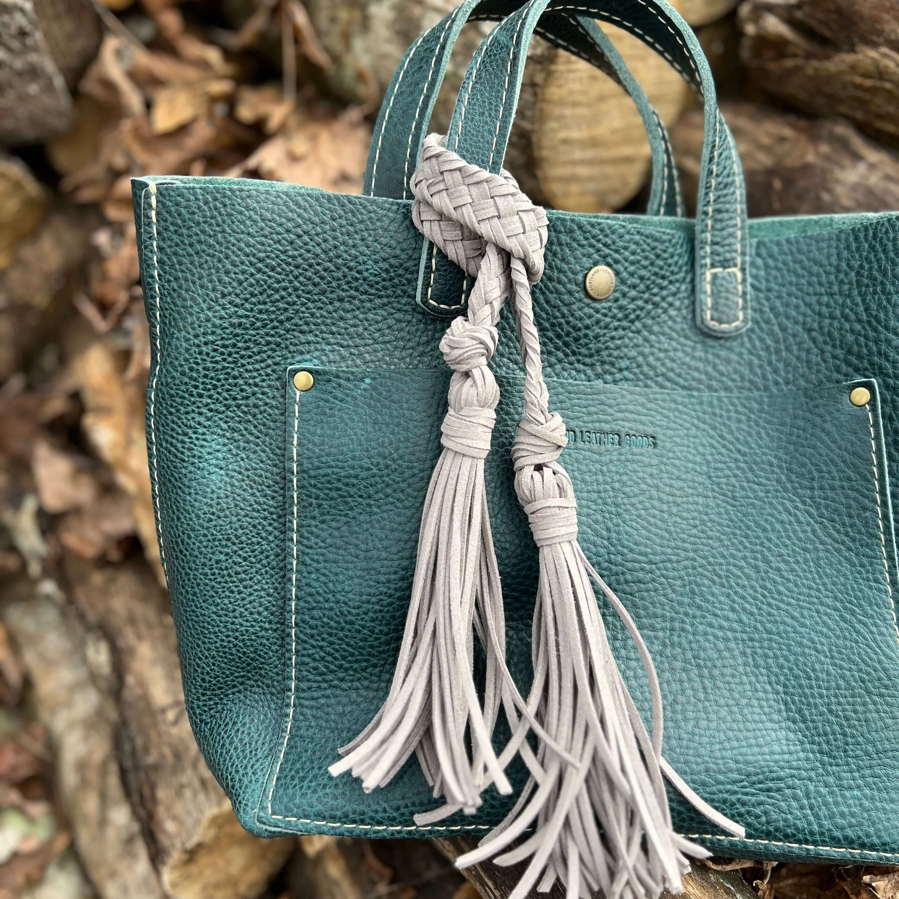 Bag Charm Deluxe Wide Braid with Tassels for Purses & Totes Faux Suede Leather