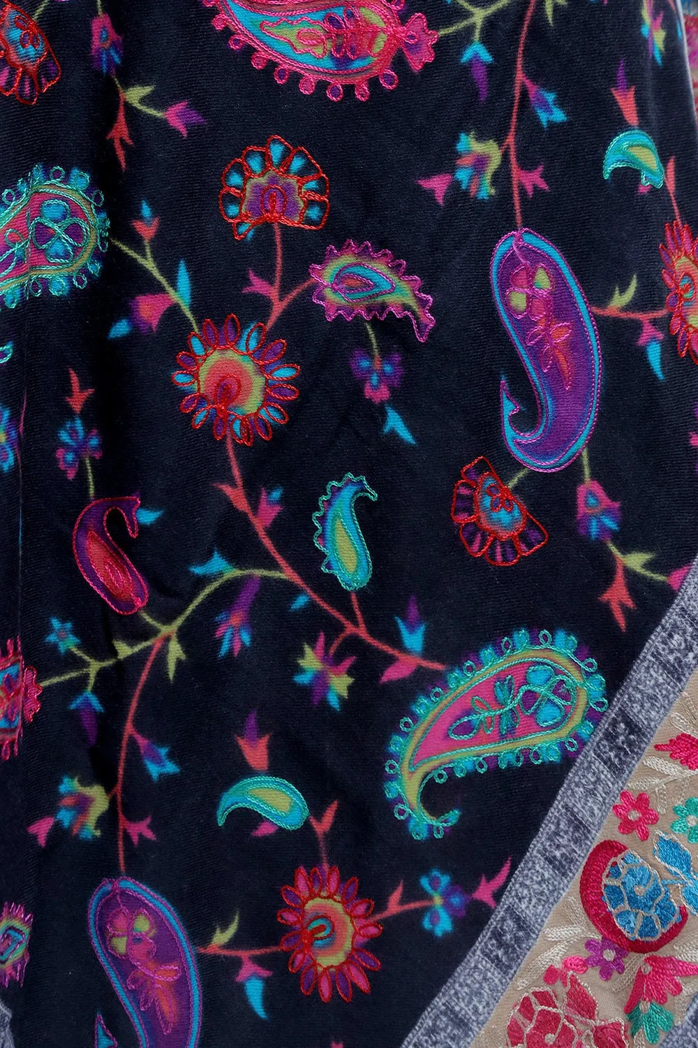 Black colour Designer Shawl With Beautifully Highlighted pattern A Sure to Give You Warm Look.