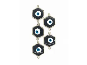 Black Evil Eye Hexagonal Metal Charms