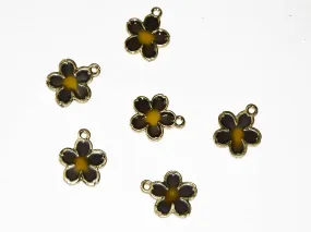Black Yellow Flower Charms