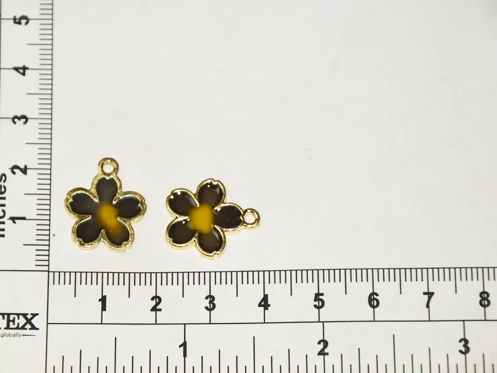 Black Yellow Flower Charms