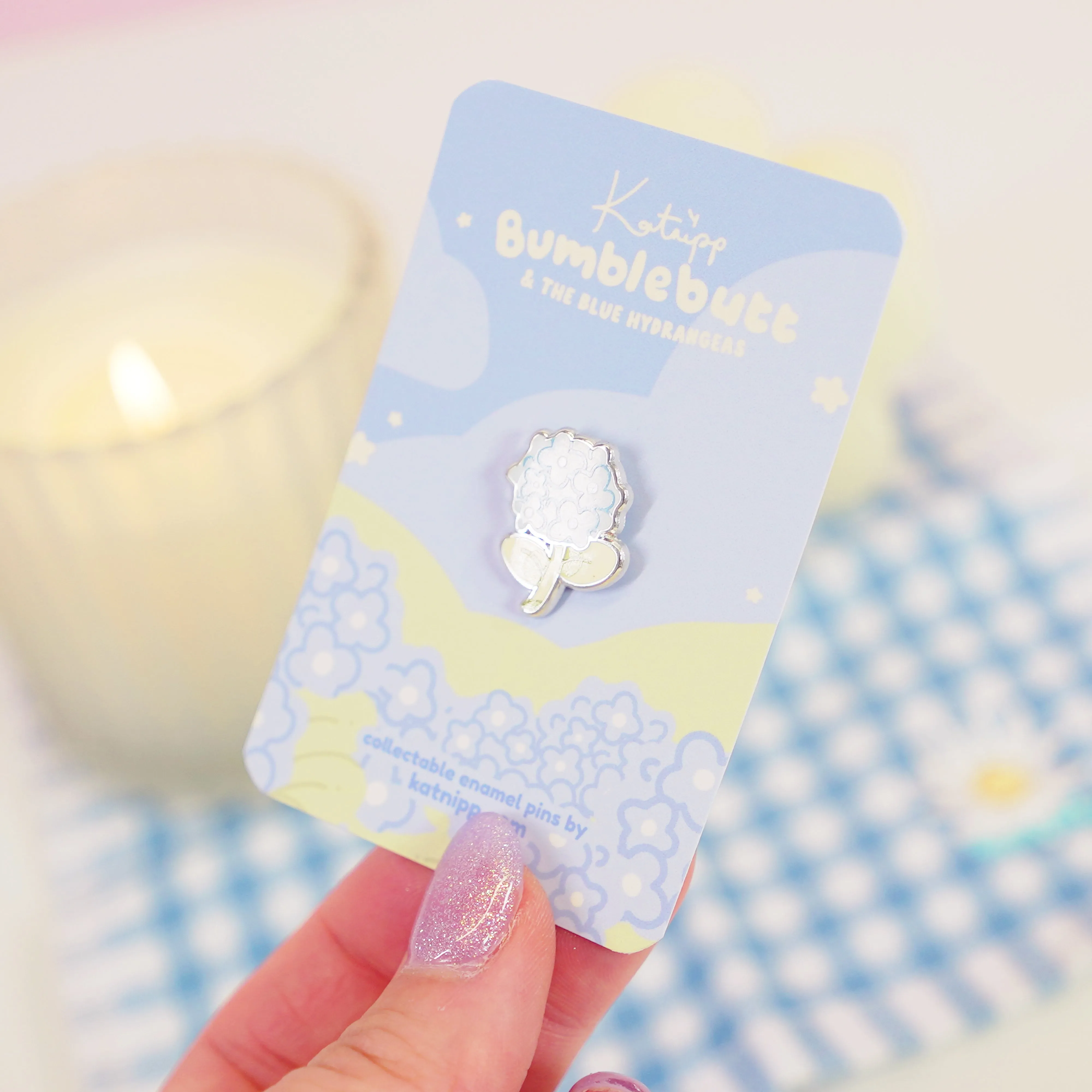 Blue Hydrangea Enamel Pin | Cute Floral Garden Accessory | Botanical Nature Brooch