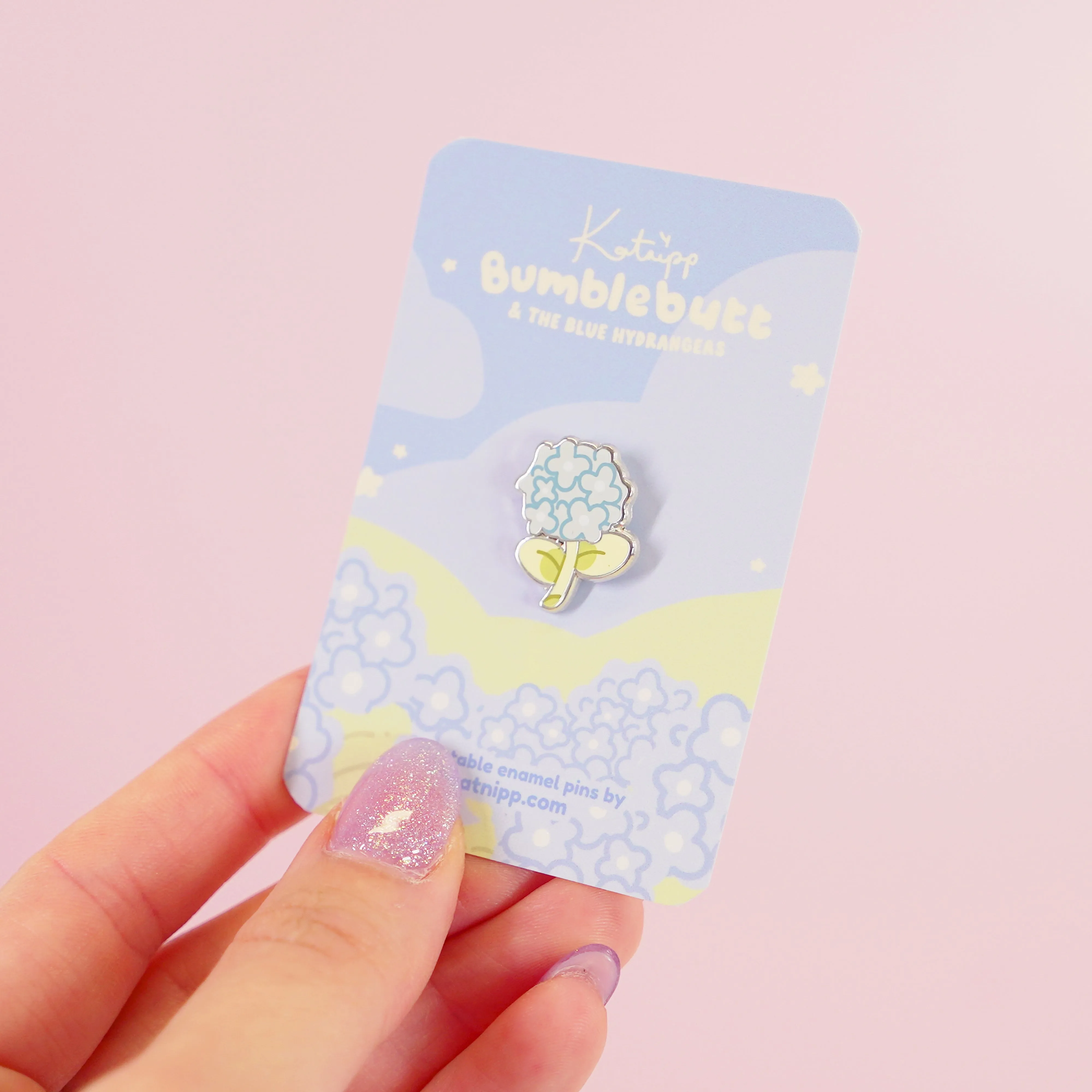 Blue Hydrangea Enamel Pin | Cute Floral Garden Accessory | Botanical Nature Brooch