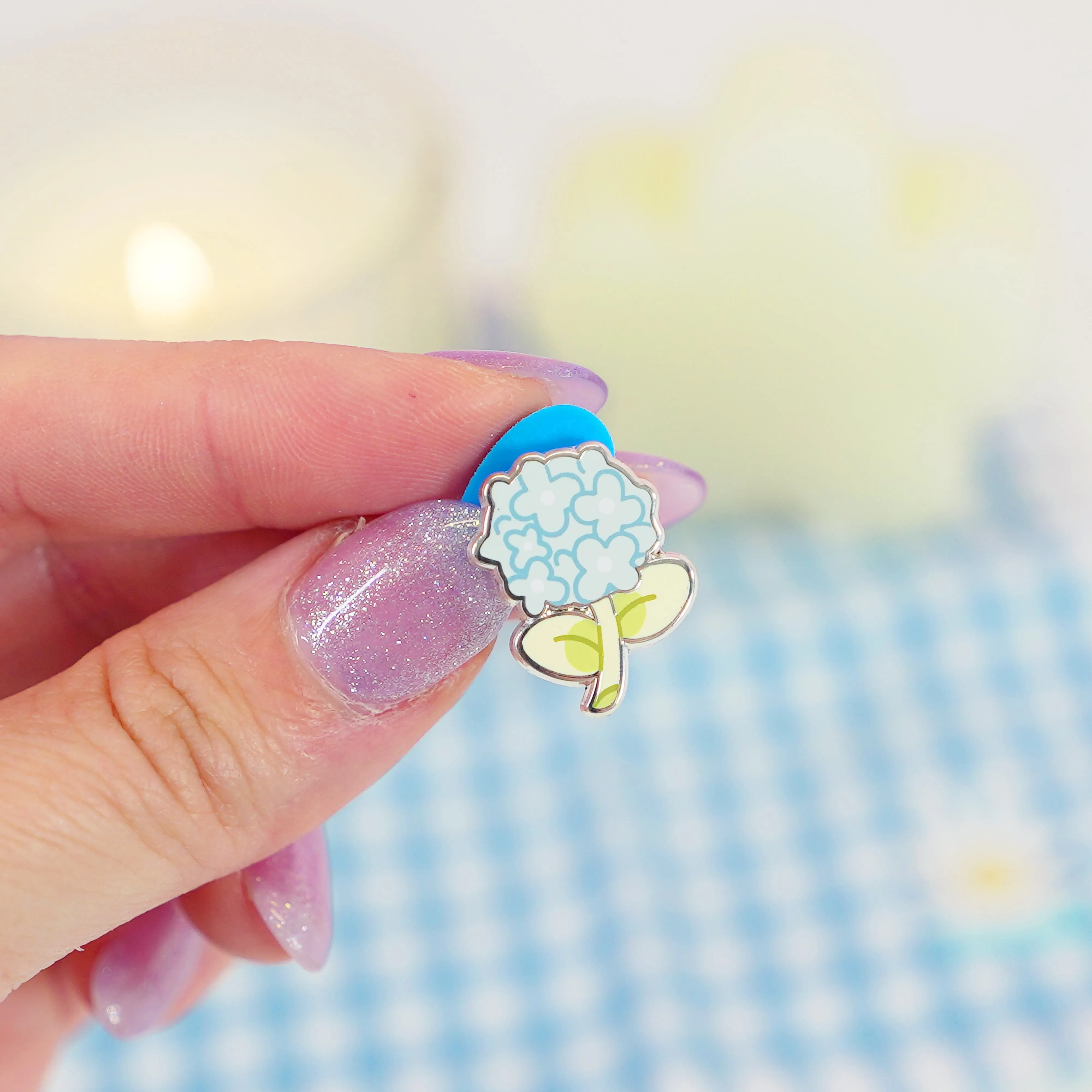Blue Hydrangea Enamel Pin | Cute Floral Garden Accessory | Botanical Nature Brooch