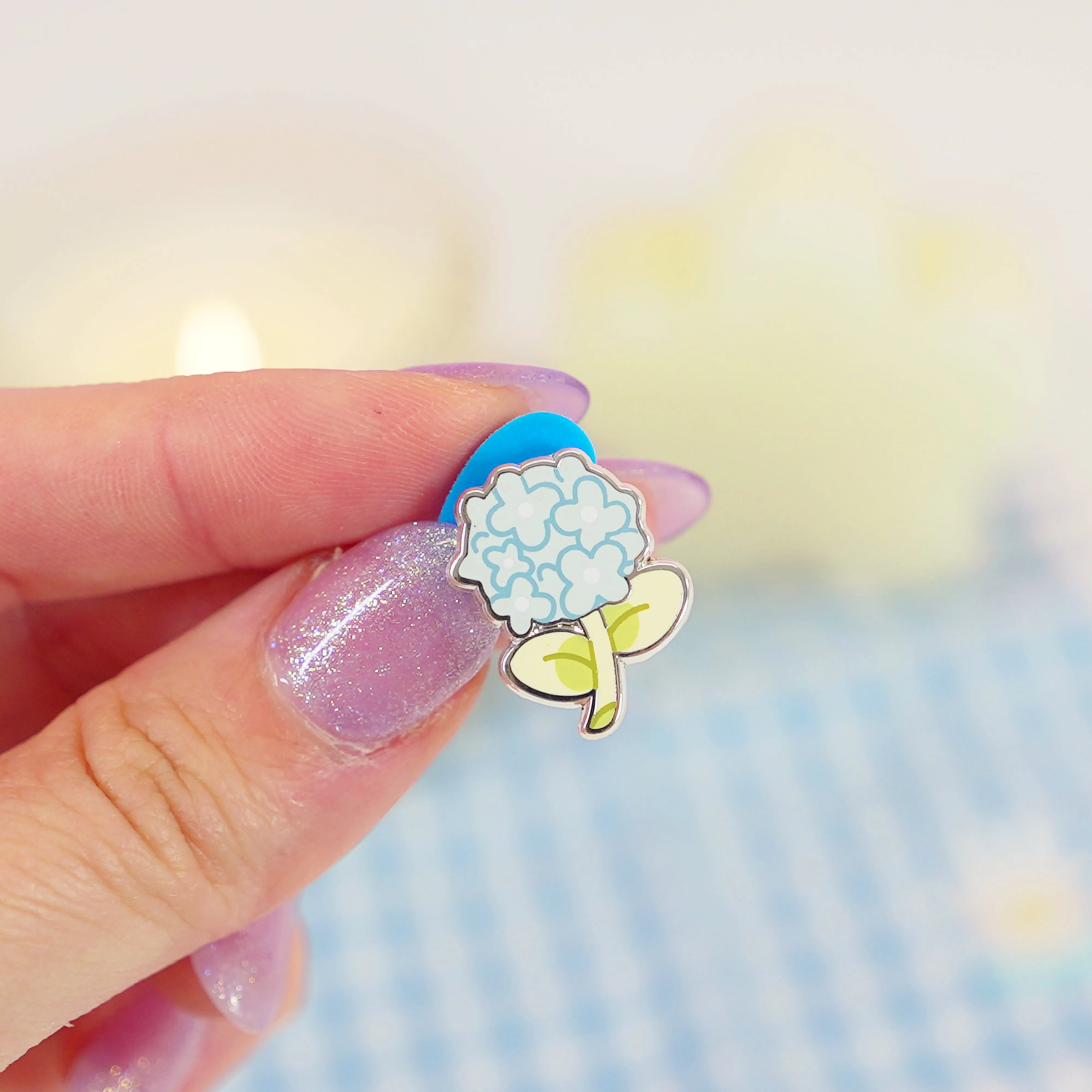 Blue Hydrangea Enamel Pin | Cute Floral Garden Accessory | Botanical Nature Brooch