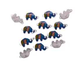 Blue Mutlicolour Elephant Metal Charms