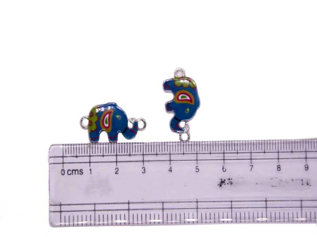 Blue Mutlicolour Elephant Metal Charms