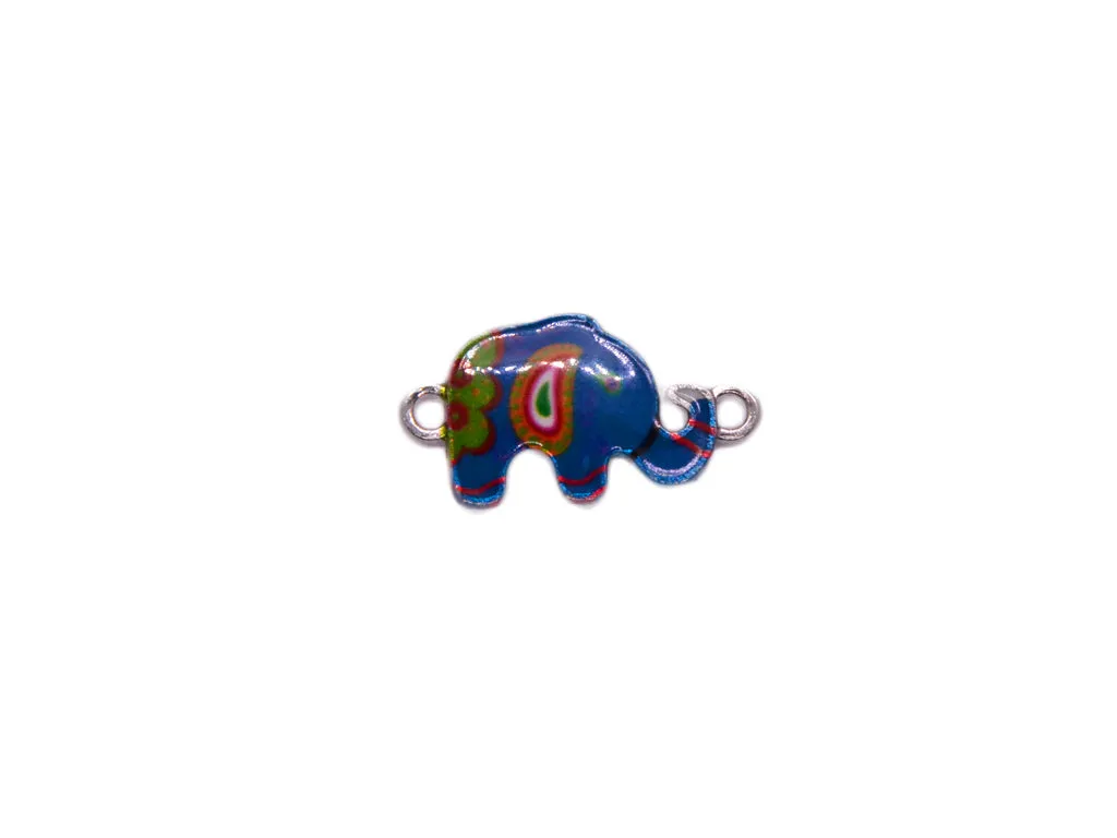 Blue Mutlicolour Elephant Metal Charms