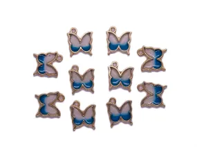 Blue White Butterfly Metal Glass Charms