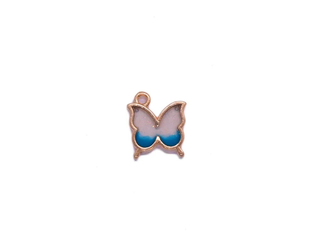 Blue White Butterfly Metal Glass Charms