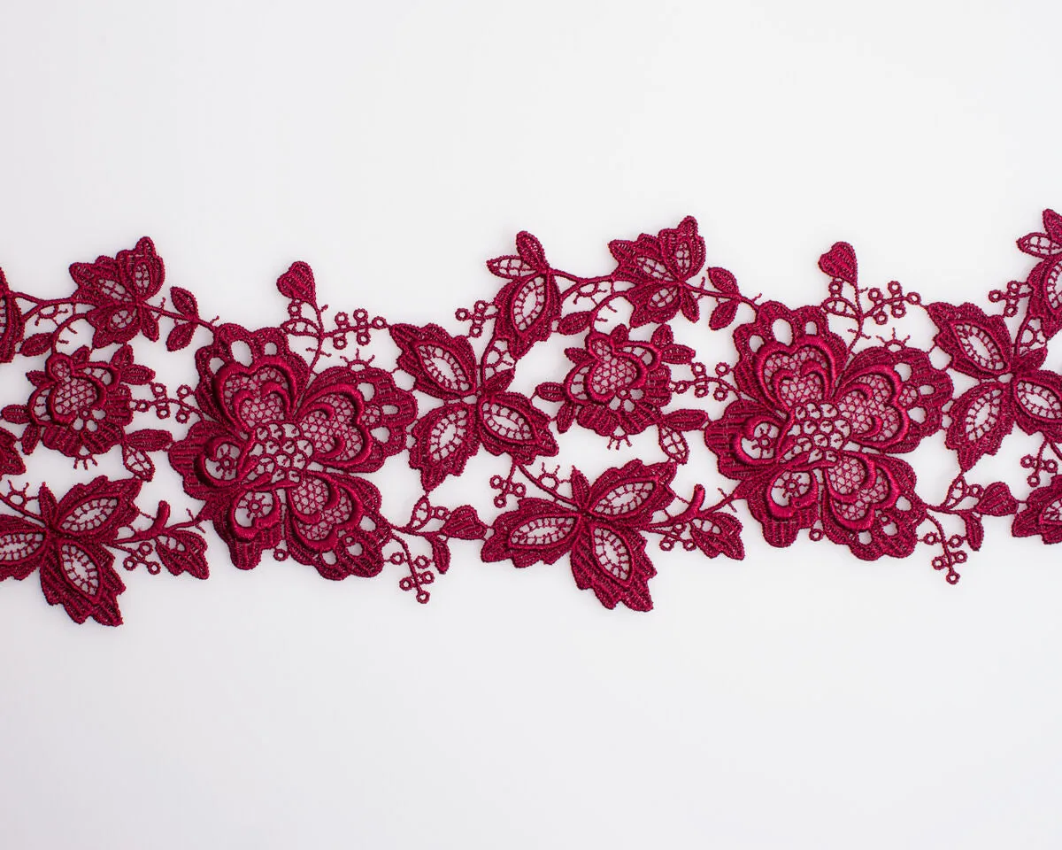 Bordeaux Floral Guipure Trim