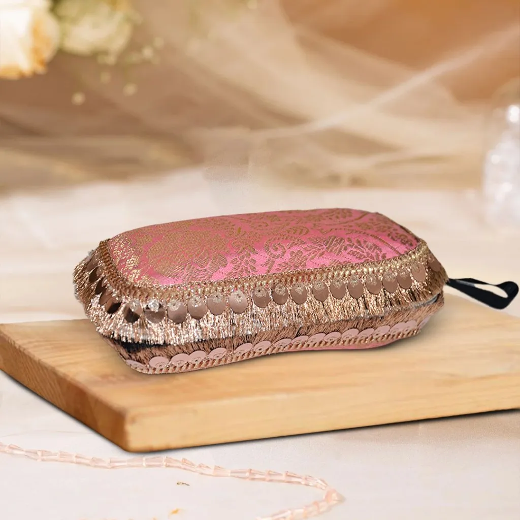 Brocade Silk Sunglasses Case | Pastel Pink