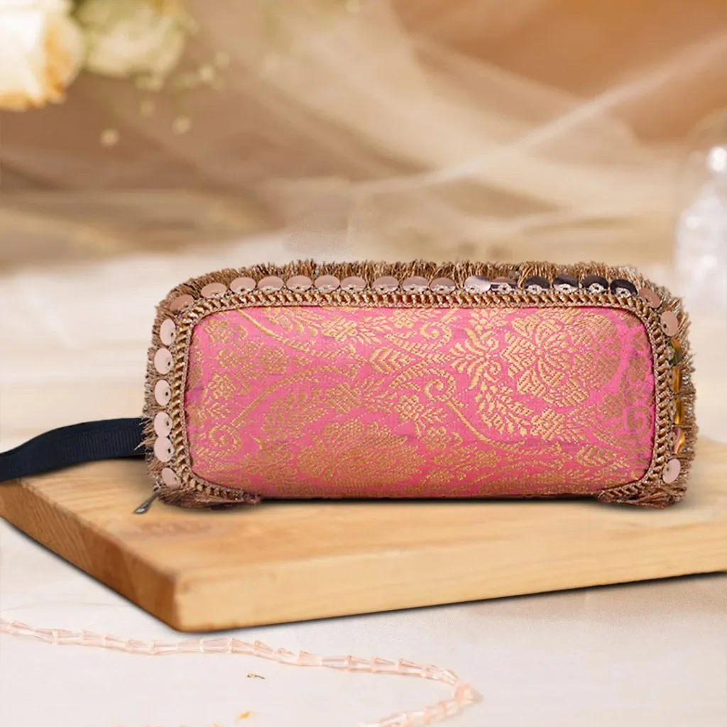 Brocade Silk Sunglasses Case | Pastel Pink
