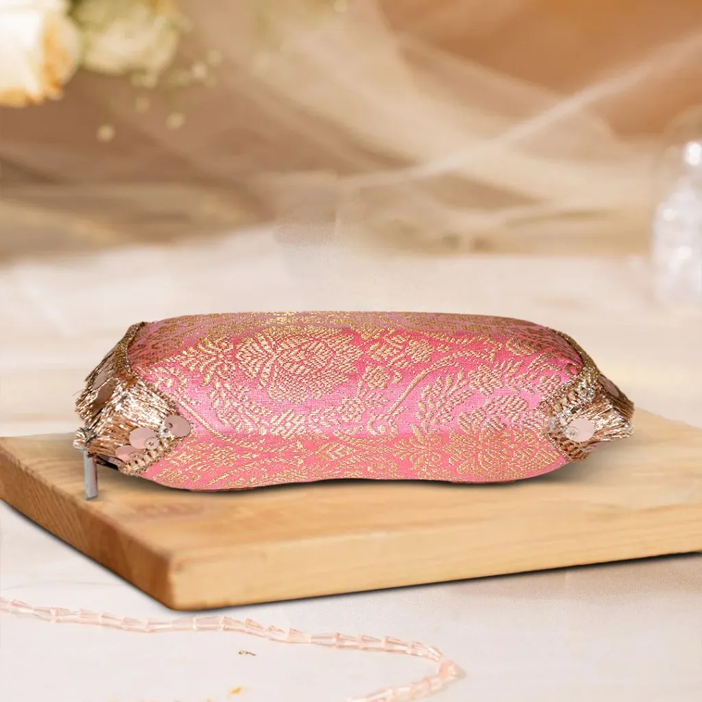 Brocade Silk Sunglasses Case | Pastel Pink