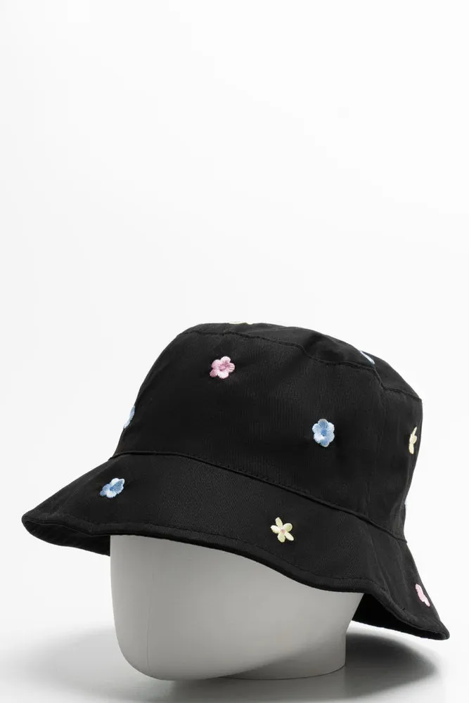 Bucket Hat Floral Black