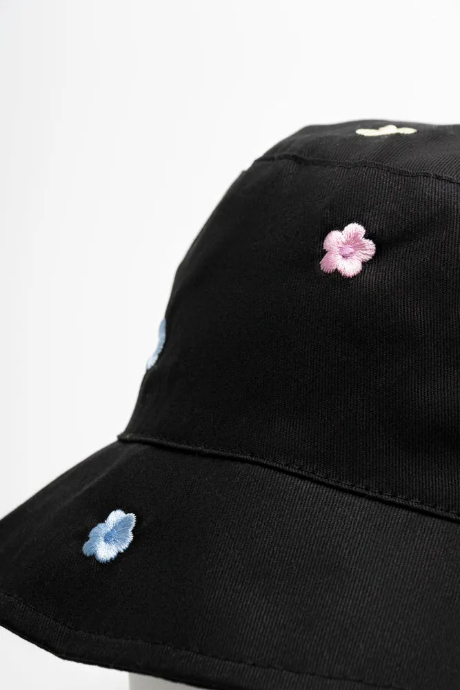 Bucket Hat Floral Black