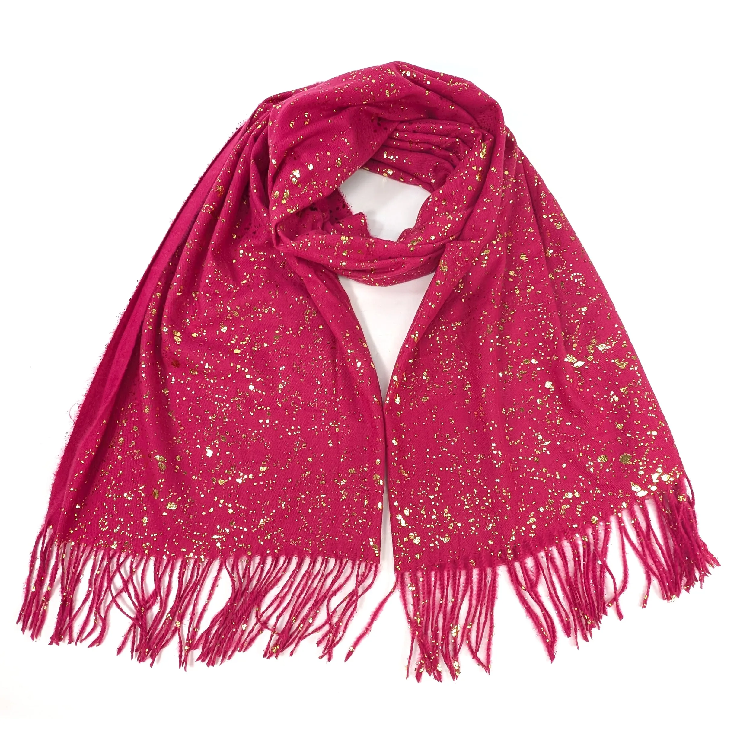 Byala - Splatters of Sparkle Pashmina (70x180cm) - Bright Pink