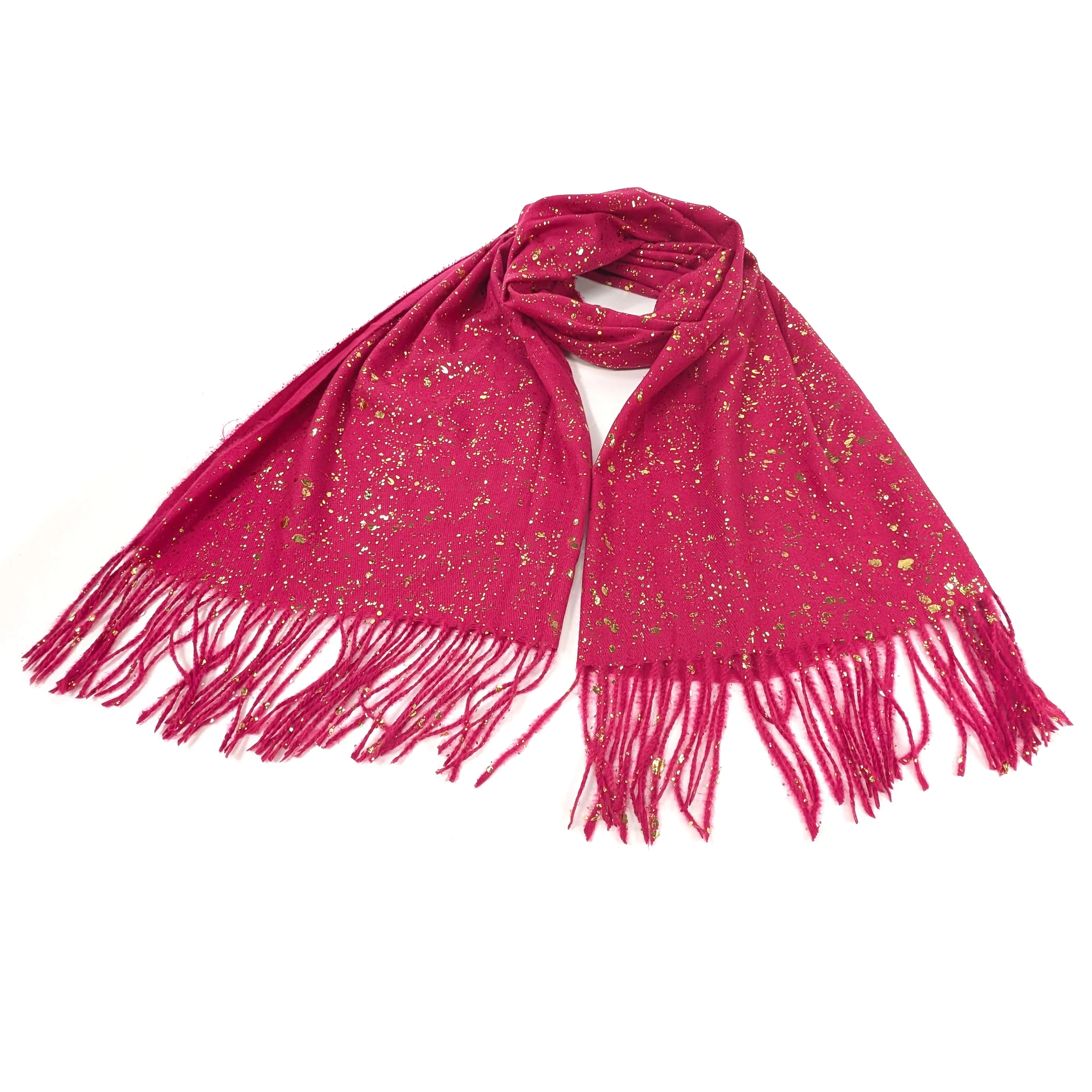Byala - Splatters of Sparkle Pashmina (70x180cm) - Bright Pink