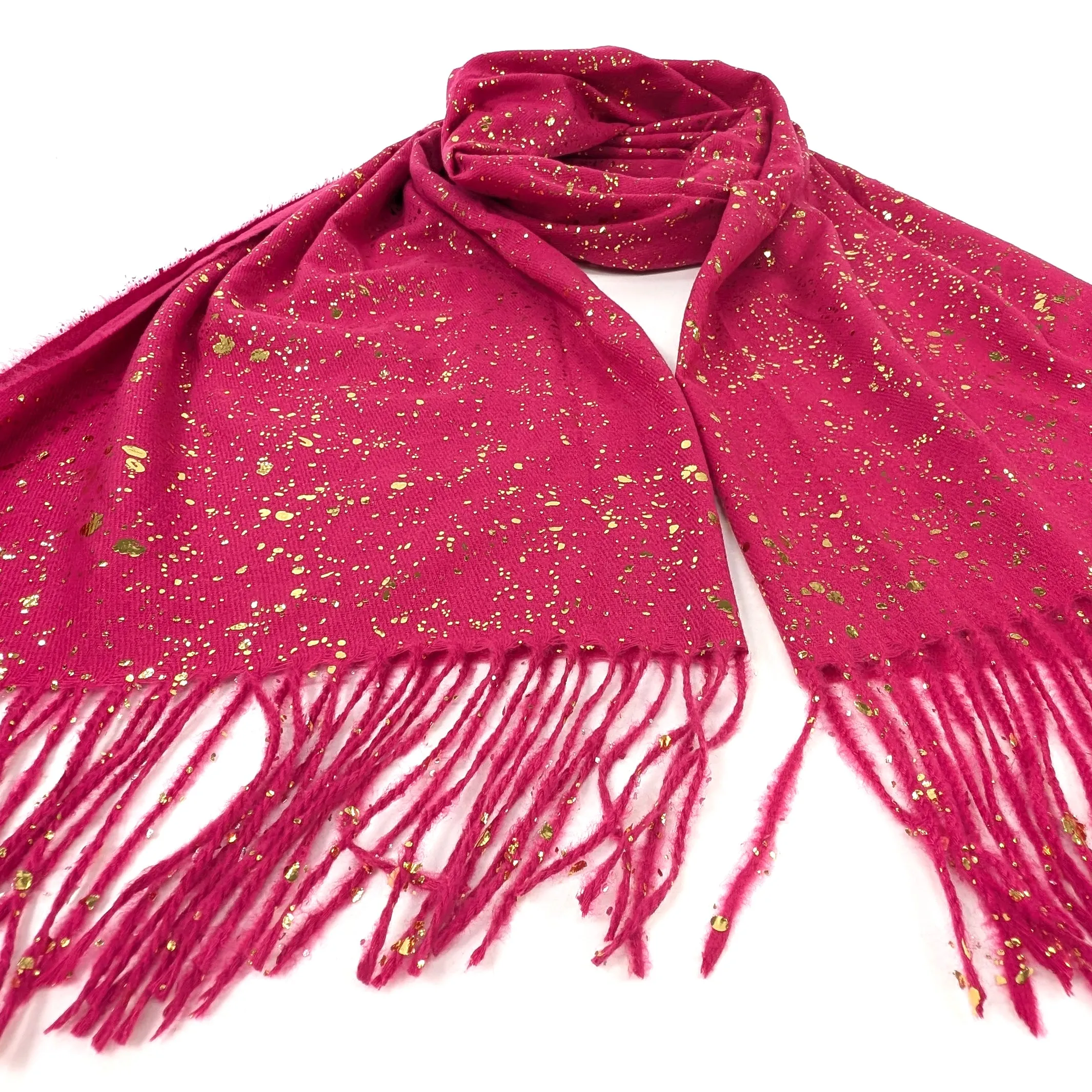 Byala - Splatters of Sparkle Pashmina (70x180cm) - Bright Pink