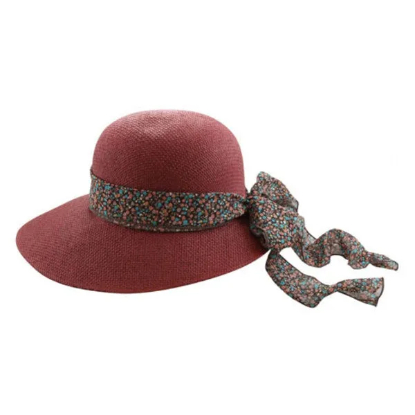 California Hat Company - Ladies Straw Hat with Flower Ribbon