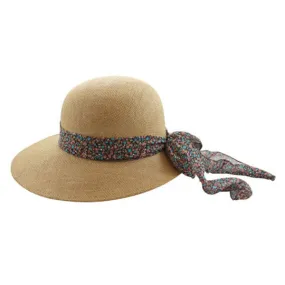 California Hat Company - Ladies Straw Hat with Flower Ribbon