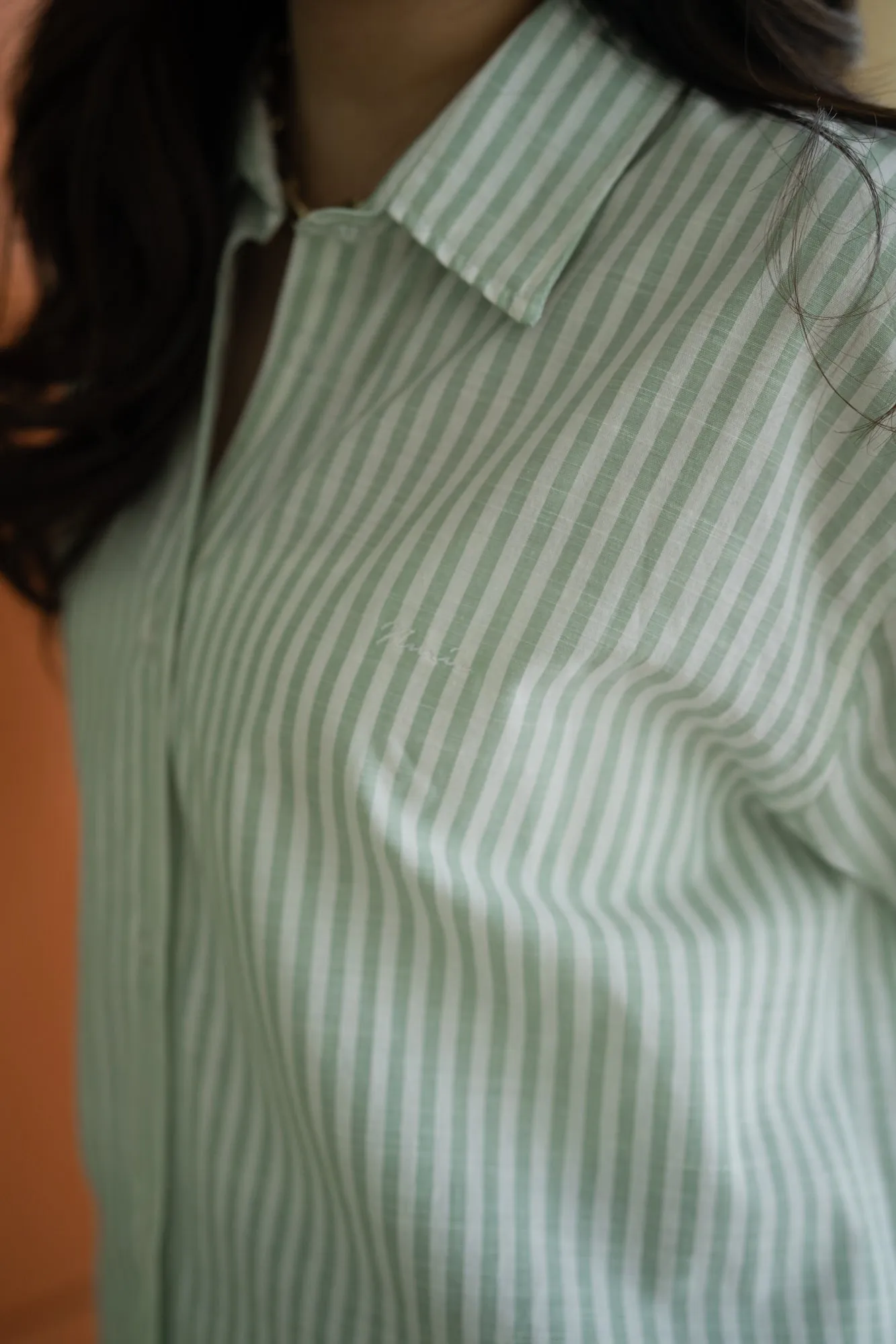 Candy Striped Shirt in Mint Green