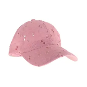 C.C. Embroidered Floral Cotton Eyelet Criss Cross High Pony - Rose