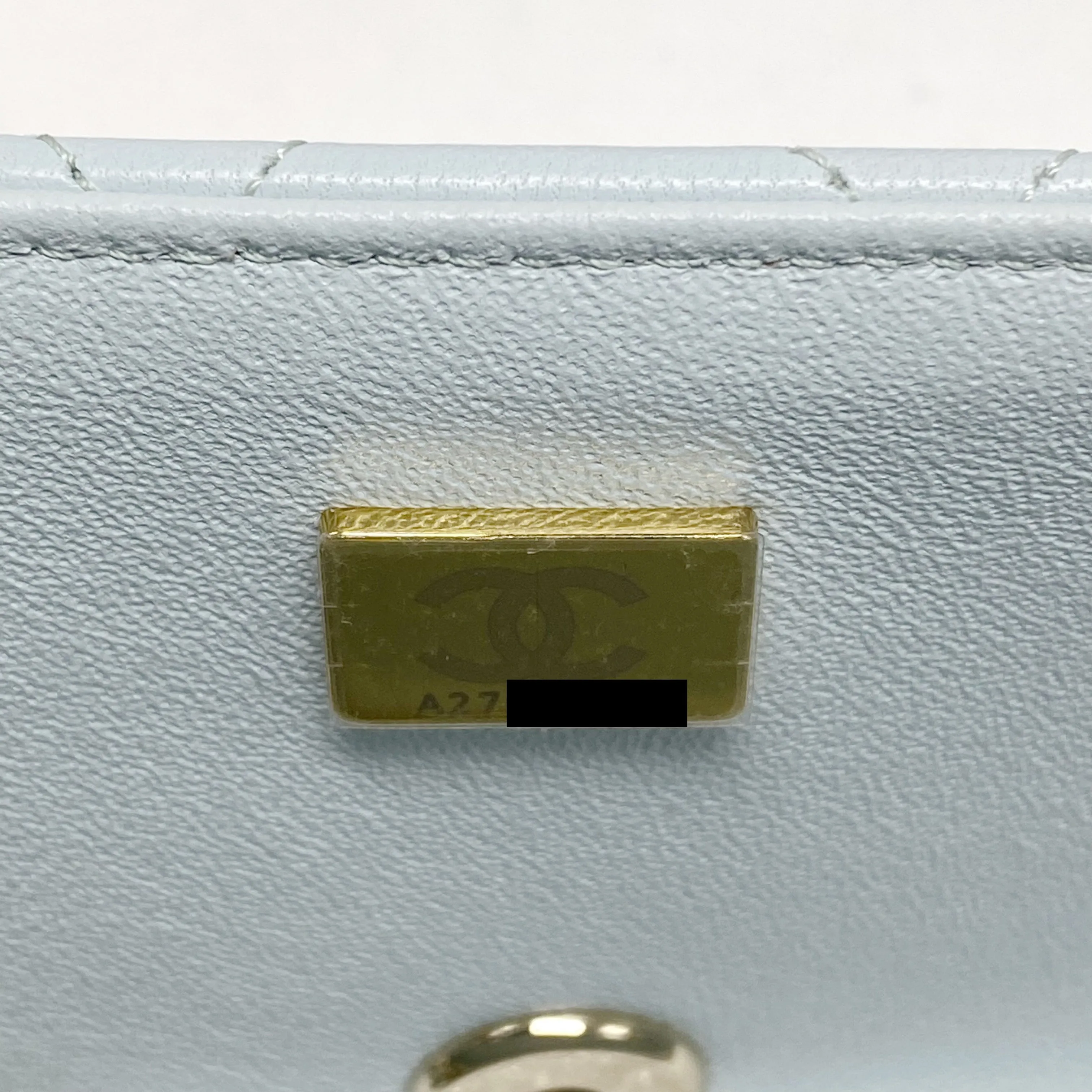 Chanel 21K Mini Top Handle Rectangular Flap Bag Pastel Blue LGHW