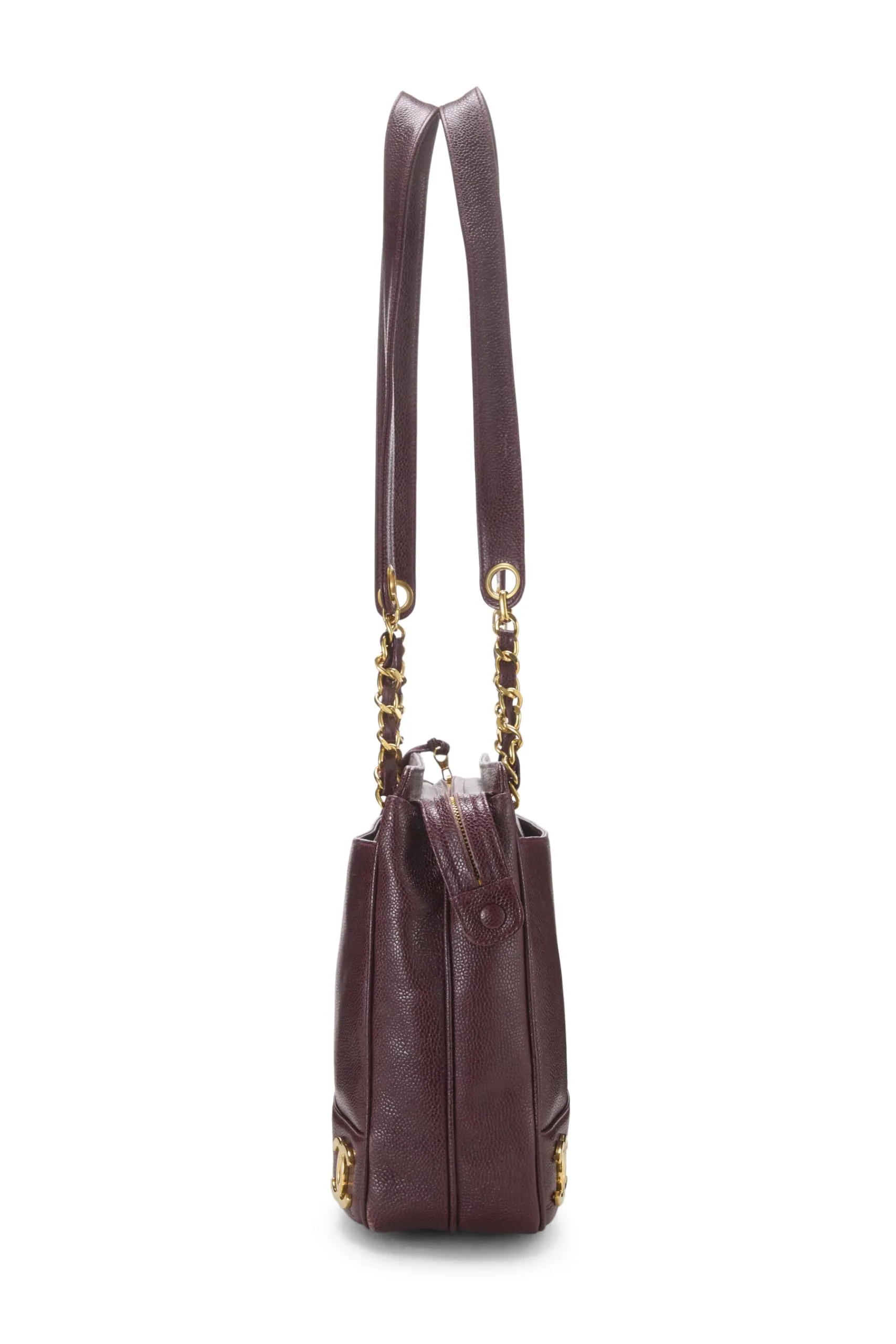 Chanel,  Burgundy Caviar 3 'CC' Tote Large, Burgundy