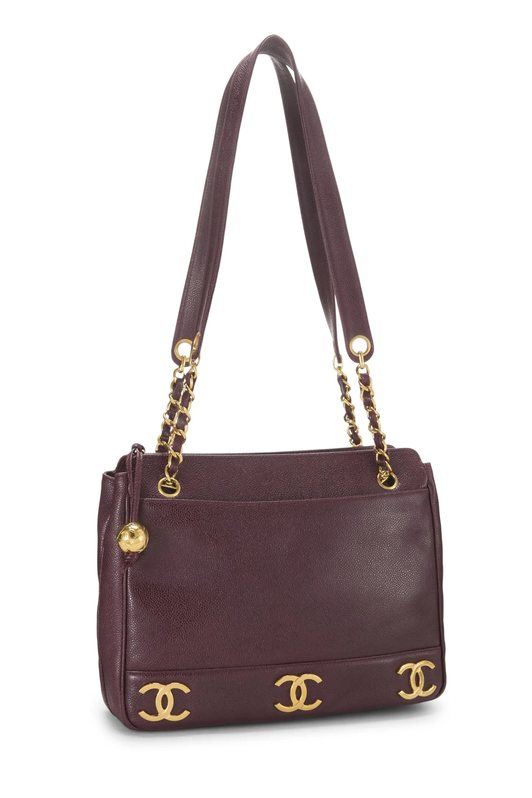 Chanel,  Burgundy Caviar 3 'CC' Tote Large, Burgundy