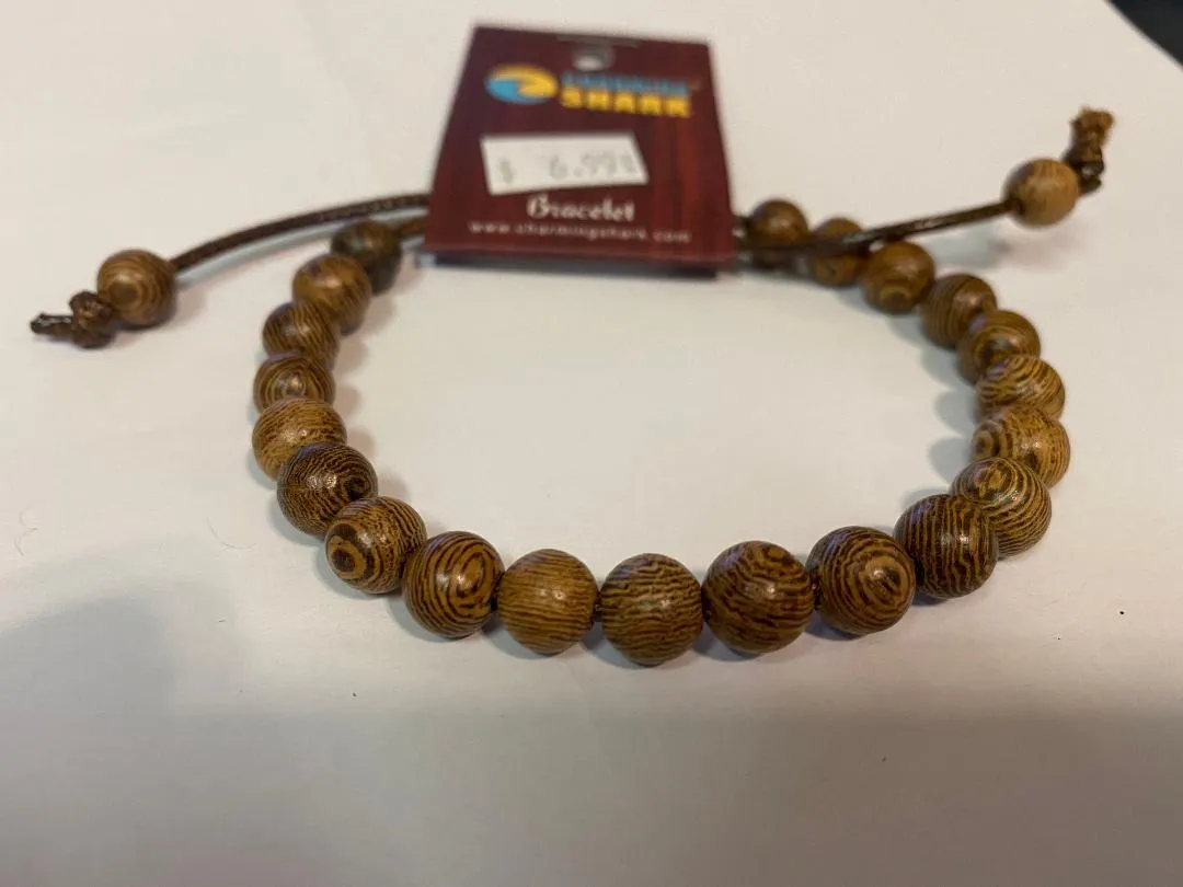 Charming Shark Wood Bead Bracelet