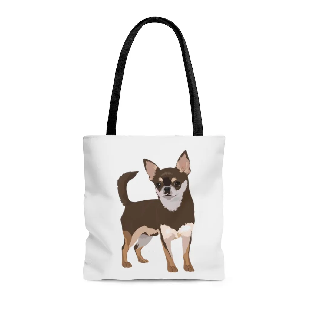 Chihuahua Tote Bag, 3 Sizes, 100% Polyester, Boxed Corners, Black Cotton Handles, Made in USA, FREE Shipping!!