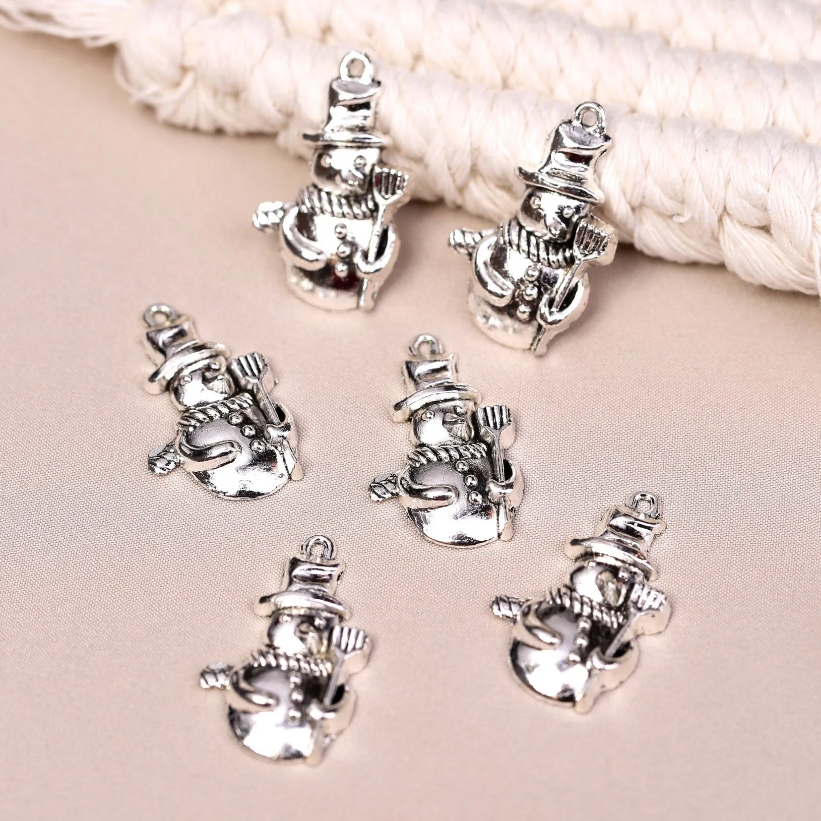 Christmas Snowman Metal Charms (6pcs) (MLB-007)