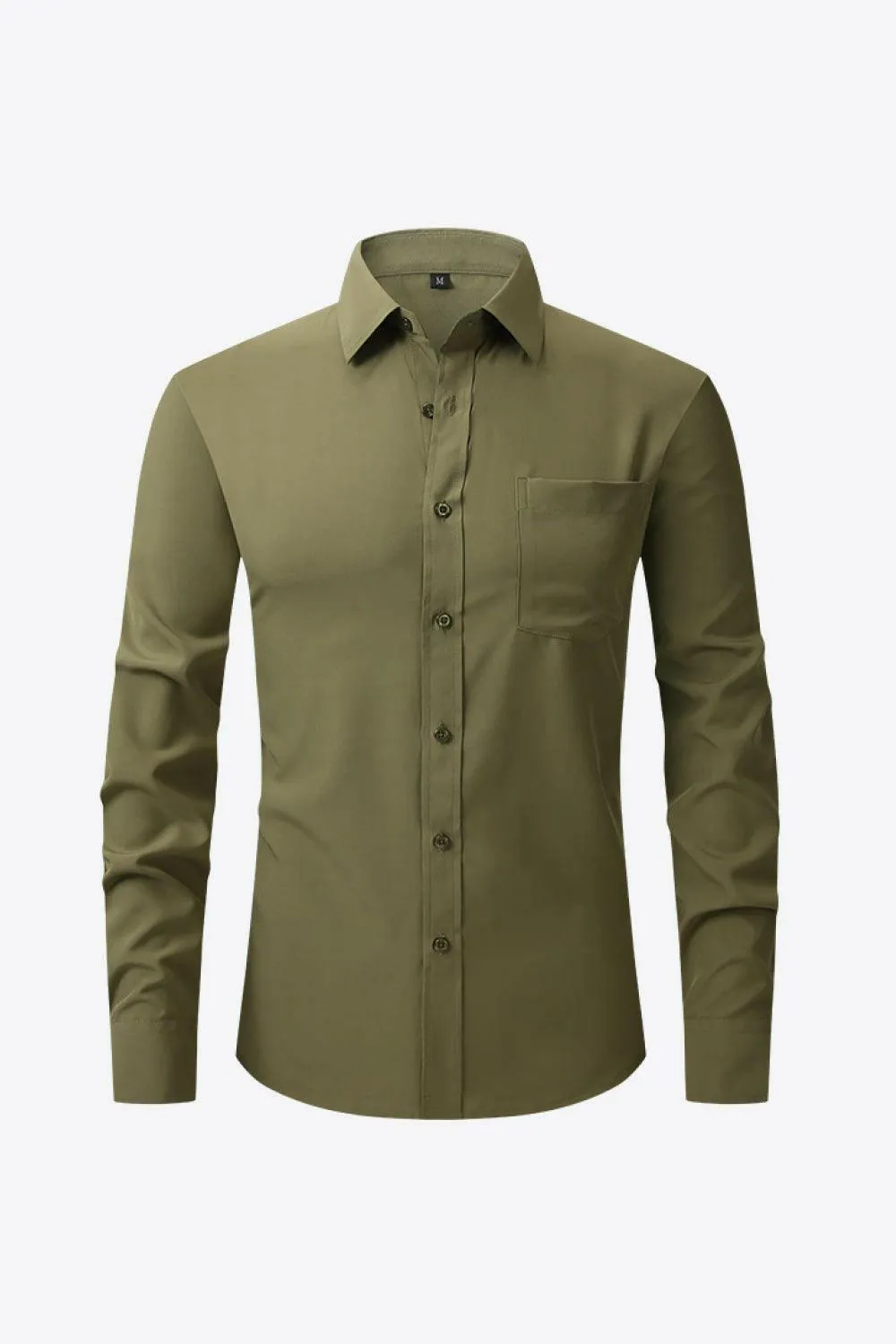 Classic Long Sleeve Collared Shirt with Pocket