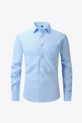 Classic Long Sleeve Collared Shirt with Pocket