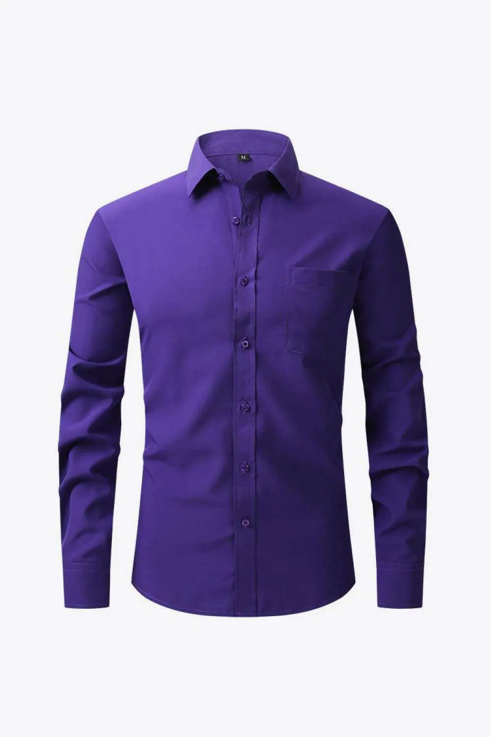 Classic Long Sleeve Collared Shirt with Pocket