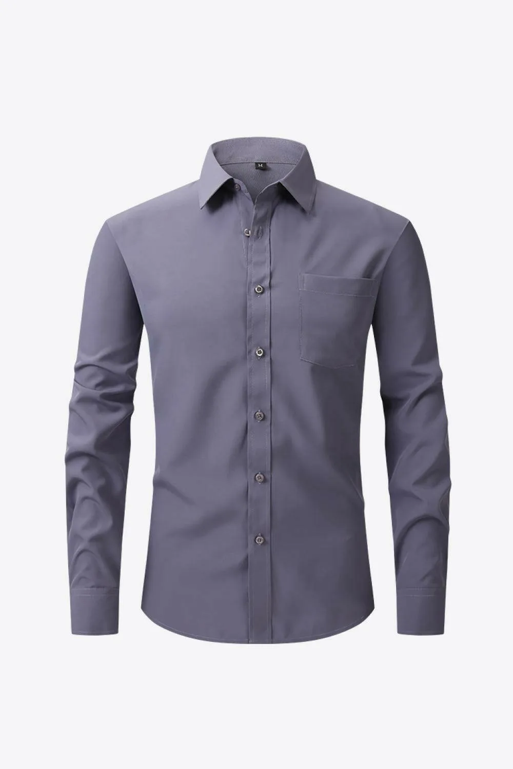 Classic Long Sleeve Collared Shirt with Pocket