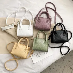Classic Texture Vintage Alligator PU Leather Shoulder Women Pure Small Totes Crossbody Handbag