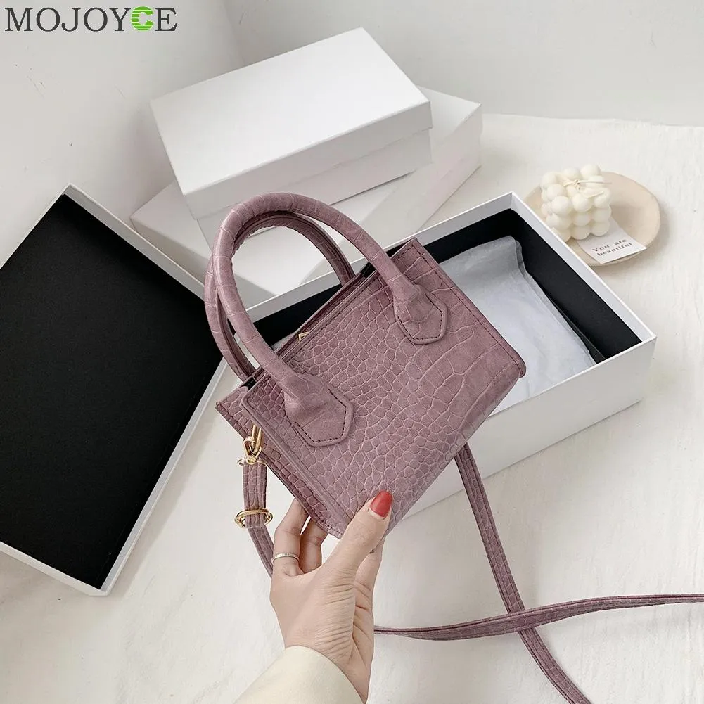 Classic Texture Vintage Alligator PU Leather Shoulder Women Pure Small Totes Crossbody Handbag