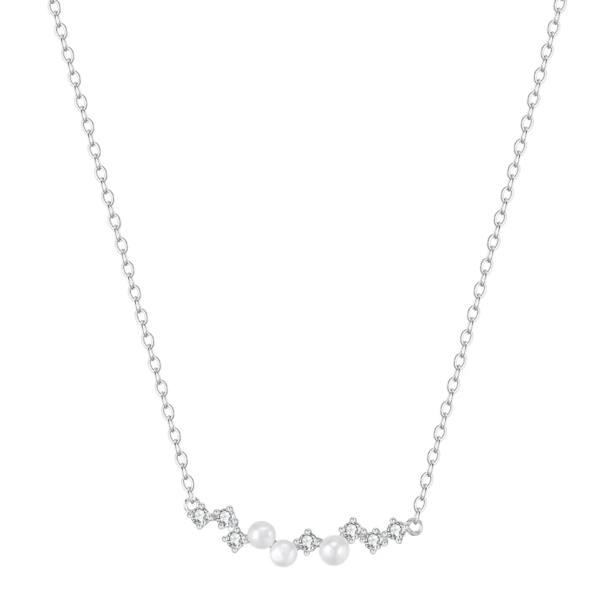 Cluster Pearl Pendant Necklace Sterling Silver